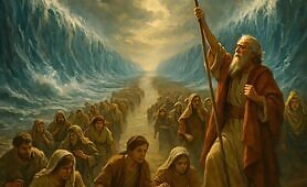 big_red_sea_is_opened_in_the_middle_so_moses_walks_everyone_after_him_to_escape_the_spl1746197761107