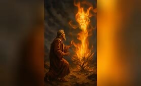 dramatic_depiction_of_Moses_at_the_burning_bush_with_a_powerful_twist_Moses_kneels_on_r1746393441075