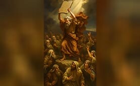 Moses_receiving_the_second_set_of_tablets_from_amoment_when_Moses_breaks_the_stone_tabl1746641546540