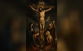 Jesus_Christ_crucified_on_Golgotha_beneath_a_stormy_sky__Dark__swirling_clouds_loom_ove1747617412124