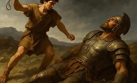 final_moment_before_the_attack__a_rare_and_tense_face_off_where_Goliath_towers_over_Dav1747775759854