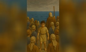 people_of_israel_are_watcing_the_sea_while_one_brave_kid_in_the_middle_walks_into_the_s1747439054243