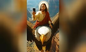 A_woman_is_flying_in_the_sky_in_a_giant_eagle__She_is_taking_selfies_with_a_soft_smile_1747961141293