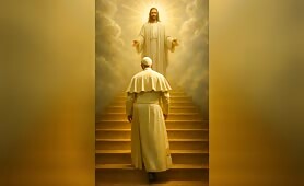 Pope_Francis_walking_up_golden_heavenly_stairs_and_embraces_Jesus_as_he_reaches_him__ci1748126342904