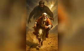 A_terrified_man_making_video_from_front_cam_and_running_fast_on_a_dusty_jungle_path_wit1748567409645
