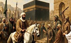 Prophet_Muhammad__peace_be_upon_him__riding_a_white_horse_in_front_of_the_Kaaba___Thous1748592199100