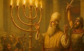 even_branched_menorah__A_sacred_symbol_in_the_Temple__shown_lit_with_flames___represent1748433918049