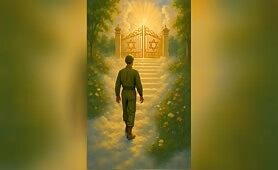 Soldier_walk_slowly_while_gates_open_slowly_glowing1748734717702