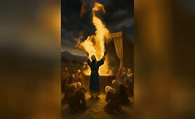 __A_priest__seen_from_behind__stands_with_his_arms_raised_toward_heaven_before_a_blazin1748951177251