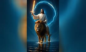portrays_Jesus_Christ_riding_a_majestic_lion_across_a_glowing__mirror_like_body_of_wate1748992084680