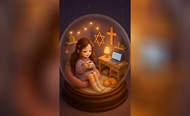 the_snow_globe_rotates_360_degrees__The_girl_takes_a_sip_of_coffee_as__snowflakes_swirl1748704275941