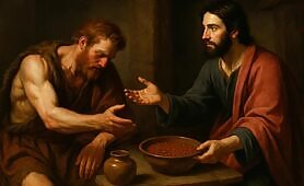 __Title___Esau_Sells_His_Birthright_for_Lentil_Stew___Genesis_Drama_in_Art_____Descri1749575778406