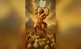 Moses_is_slowly_starting_to_walk_down_the_mountain_holding_the_torah_and_presenting_it_1750245239505
