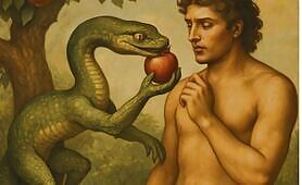 snake seduces human t eat the fobbiden friut